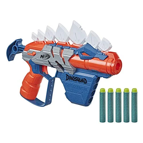 Oferta Juguete: Lanzador de dardos Nerf DinoSquad Stegosmash, porta-dardos para 4 dardos, 5 dardos Nerf oficiales, diseño de dinosaurio, puntas de pico de Estegosaurio