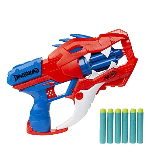 Oferta Juguete: Nerf Lanzador DinoSquad Raptor-Slash - Tambor Giratorio de 6 Dardos, Modo ráfaga, 6 Dardos Diseño de Velociraptor