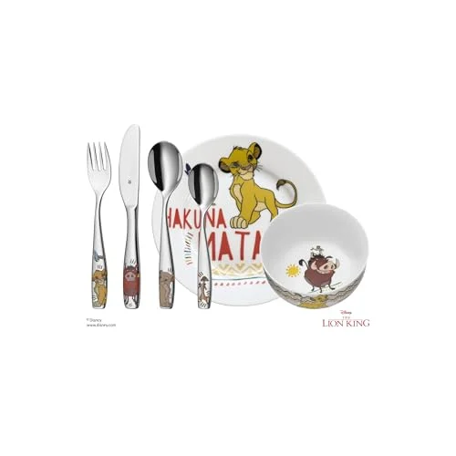 Oferta Casa: WMF Disney El Rey León - Vajilla para Niños 6 Piezas, incluye Plato, Cuenco y Cubertería (Tenedor, Cuchillo de mesa, Cuchara y Cuchara Pequeña) (WMF Kids Infantil)