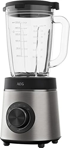 Oferta Cocina: AEG TB6-1-6ST - Batidora de Vaso, Potencia 1400W, Jarra de Vidrio 1.75L, Sin BPA, 6 Cuchillas Revestidas de Titanio, 3 Programas Predefinidos, Apto Lavavajillas, Licuadora de Acero Inoxidable