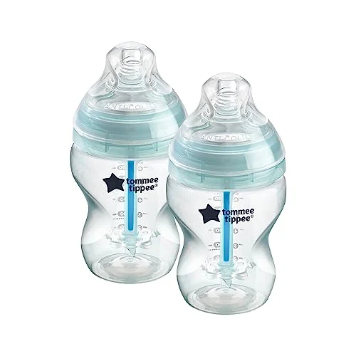 Oferta Productos para bebé: Tommee Tippee Biberón Anticólico con Tetina con Forma de Pecho y Sistema de Aireación Anticólico, 260ml, Pack de 2, Transparente