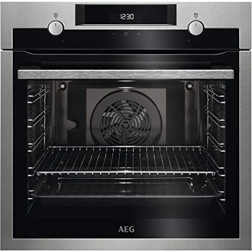 Oferta Cocina: AEG BEE435111M Horno Multifunción con Función Limpieza AquaClean, 9 funciones, Cocción Uniforme, Ventilador XXL, Pantalla LCD Táctil, Antihuellas, Bandeja XXL, Inox, Clase A+, 72 Litros