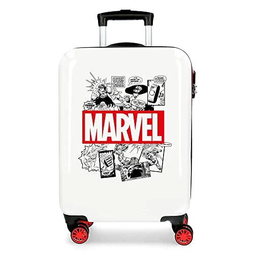 Oferta Equipaje: Marvel Los Vengadores Comic Maleta de cabina Blanco 40x55x20 cms Rígida ABS Cierre combinación 34L 2,6Kgs 4 Ruedas Dobles Equipaje de Mano