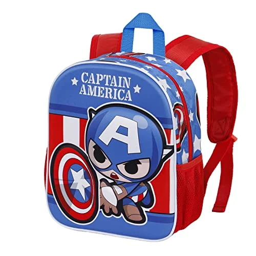 Oferta Equipaje: Capitán América Let's go-Mochila 3D Pequeña, Azul, 26 x 31 cm, Capacidad 8.5 L