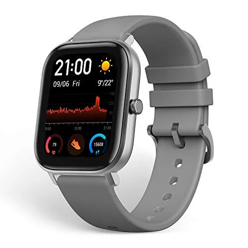 Oferta Deportes: Amazfit GTS Reloj inteligente, con medición de frecuencia cardíaca, pantalla AMOLED, Gorilla Glass de 3 a 5 ATM, resistente al agua, color gris lava