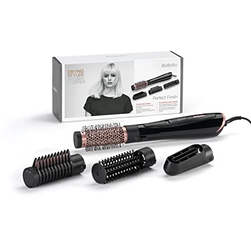 Oferta Aparatos para el cuidado personal: BaByliss Cepillo de Aire Caliente Perfect Finish AS126E, 1000 W, 4 cabezales intercambiables, Seca, Moldea, Alisa, Volumen, Tecnología Iónico, Pelo suave, Brillante y sin encrespamiento