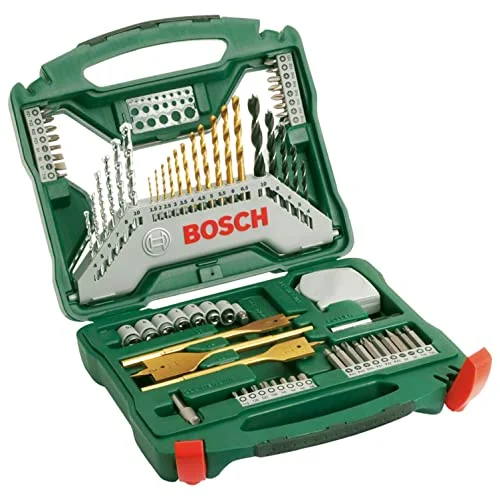 Oferta Mejora del hogar: Bosch 70 uds. Set de brocas y puntas de atornillar X-Line de titanio (para madera, mampostería y metal, incluye cinta métrica y brocas fresadoras planas, para taladro y destornillador)