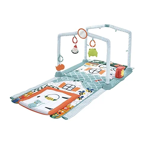 Oferta Productos para bebé: Fisher-Price Gimnasio casita de campo 2 en 1 Alfombra de actividades, manta se convierte en cabaña, juguete con luces y sonidos, regalo para bebé recién nacido (Mattel HJK45)