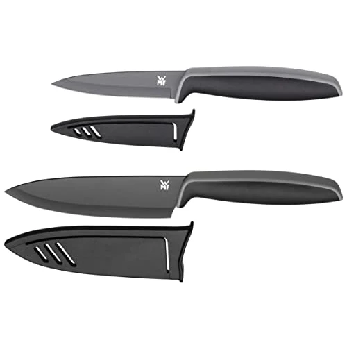 Oferta Casa: WMF Touch Juego de 2 Cuchillos con Funda Protector Color negro, Cuchillo de Cocina 24 cm y Cuchillo Multiusos de 20.5 cm