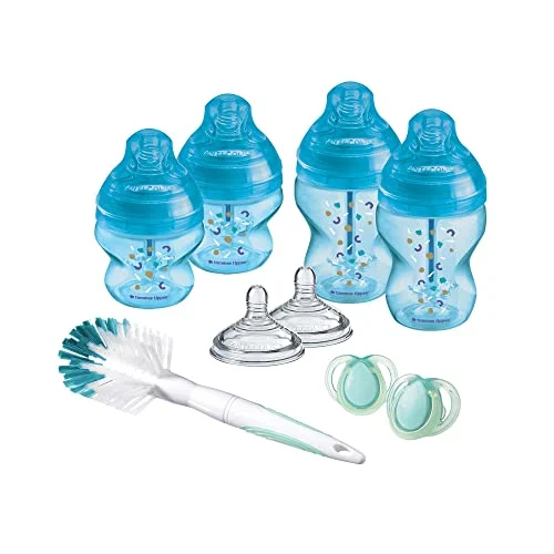 Oferta Productos para bebé: Tommee Tippee - Kit de Biberones Recién Nacido Anticólico, Tetina con Forma de Pecho y Sistema de Aireación Anticólico, Tamaños Mixtos, Azul