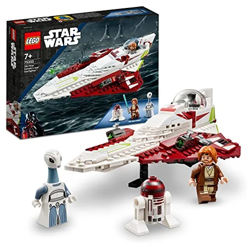 Oferta Juguete: LEGO 75333 Star Wars Caza Estelar Jedi de OBI-WAN Kenobi, Juguete de Construcción para Niños de 7 Años o Más, Droide R4-P17, Taun We y Espadas Láser