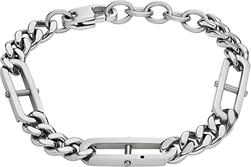Oferta Joyas: Fossil Pulsera Para Hombre Heritage, Longitud: 220mm, Ancho: 8mm Pulsera De Acero Inoxidable Plateada, JF04342040