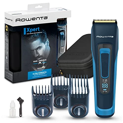 Oferta NoSoloChollos Aparatos para el cuidado personal: NoSoloChollos Rowenta Advancer Xpert TN5241 Cortapelos para hombre, cuchillas acero inoxidable, revestimiento titanio, 45 ajustes de 0.5 mm a 30 mm, autonomía hasta 120 min, carga rápida, sin cable, neceser