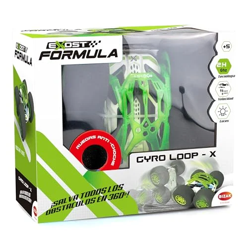 Oferta NoSoloChollos Juguete: NoSoloChollos Exost Gyro Loop X Radio Control, 2, 4GHZ, con neumáticos de amortiguación óptima y fabricados con material de espuma súper ligeros, con carcasa protectoras extraíble y luces en la carrocería Bizak