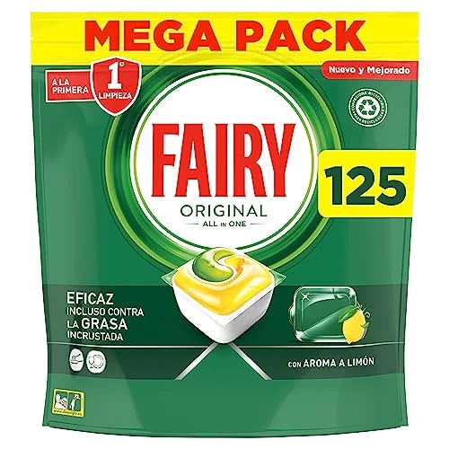 Oferta NoSoloChollos Drugstore: NoSoloChollos Fairy Original All in One, Pastillas con olor a Limón Lavavajillas, 125 Cápsulas (5 x 25), Efectivas Incluso con la Grasa Seca
