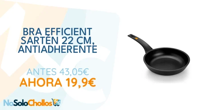 Oferta Casa: BRA Efficient - Sartén 22 cm, aluminio fundido con antiadherente Teflon Platinum Plus, apta para todo tipo de cocinas incluida inducción, libre de PFOA