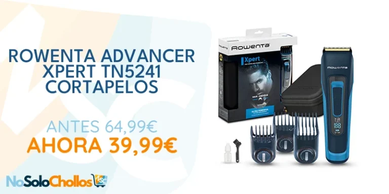 Oferta Aparatos para el cuidado personal: Rowenta Advancer Xpert TN5241 Cortapelos para hombre, cuchillas acero inoxidable, revestimiento titanio, 45 ajustes de 0.5 mm a 30 mm, autonomía hasta 120 min, carga rápida, sin cable, neceser