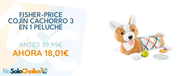 Oferta Productos para bebé: Fisher-Price Cojín cachorro 3 en 1 Peluche sensorial con accesorios, juguete para bebé recién nacido (Mattel HJW10)