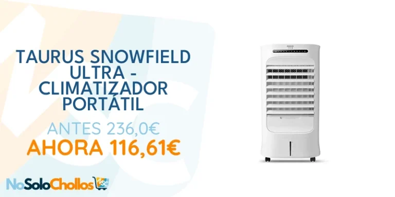 Oferta Cocina: Taurus Snowfield Ultra – Climatizador evaporativo, aire acondicionado portátil, ventila, refresca, humidifica, 3velocidades, 3modos, temporizador, depósito 10l, control remoto, 2hielos