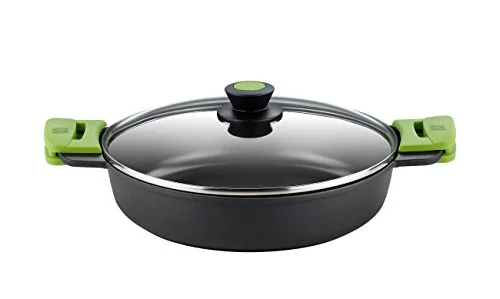 Oferta NoSoloChollos Casa: NoSoloChollos BRA PRIOR - Cacerola baja con tapa de cristal y asas de silicona, apta para todo tipo de cocinas incluida inducción y horno, 24 cm