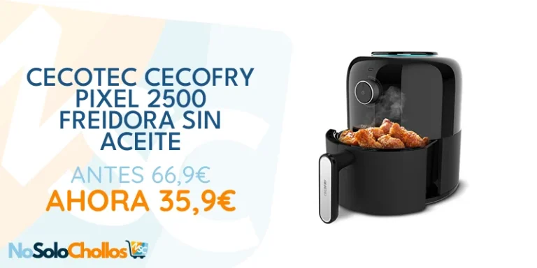 Oferta Cocina: Cecotec Freidora sin Aceite de 2,5 L de Aire Caliente Cecofry Pixel 2500. 1000 W, Dietética, Manual y Compacta, Temporizador, Control de Temperatura, Tecnología PerfectCook, Pies Anti-deslizantes