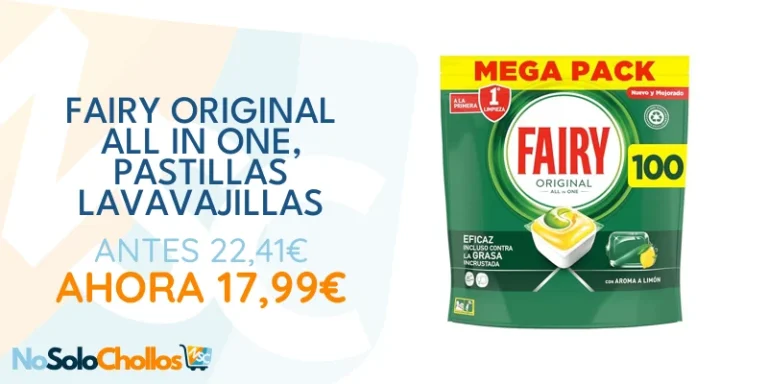 Oferta Drugstore: Fairy Original All in One, Pastillas con olor a Limón Lavavajillas, 100 Cápsulas (5 x 20), Efectivas Incluso con la Grasa Seca