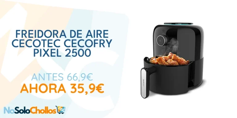Oferta Cocina: Cecotec Freidora sin Aceite de 2,5 L de Aire Caliente Cecofry Pixel 2500. 1000 W, Dietética, Manual y Compacta, Temporizador, Control de Temperatura, Tecnología PerfectCook, Pies Anti-deslizantes
