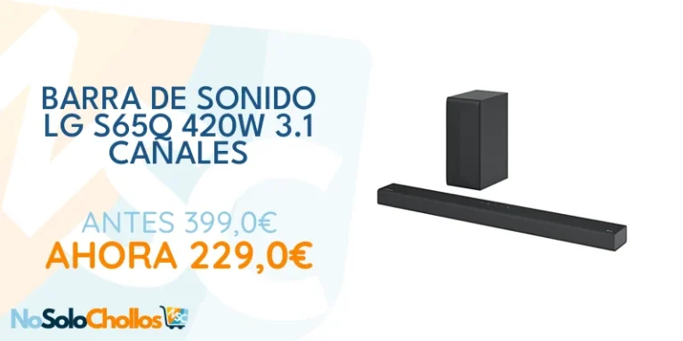 Oferta Entretenimiento en el hogar: LG S65Q - Barra de Sonido Inteligente, 420W, 3.1 Canales, Sonido Envolvente DTS Virtual:X, Dolby Digital en Alta Resolución, Hi-Res 24bits/96kHz, Meridian Sound Music, Negro
