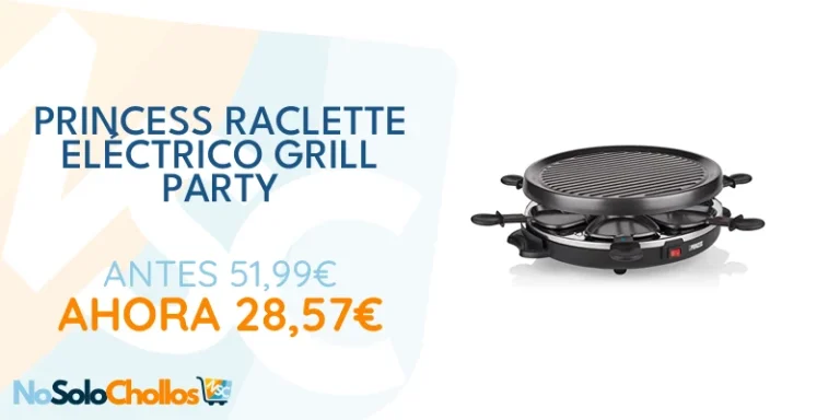 Oferta Cocina: Princess 162725 Grill Party – Raclette eléctrico con cable para 6 personas con forma redonda, Color Negro