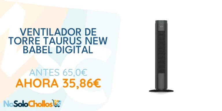 Oferta Cocina: Taurus New Babel Digital Amazing - Ventilador de torre, 50W, control remoto, 3 modos, 4 velocidades, temporizador 9h, función oscilación, pantalla digital táctil, asa transporte